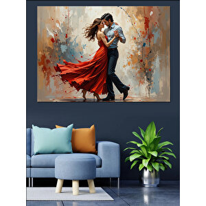 Tutkulu Dans Eden Romantik Çift Dekoratif Kanvas - Mdf Ahşap Tablo