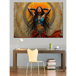 Hint Esintili Dans Eden Kadın Dekoratif Kanvas - Mdf Ahşap Tablo 25x35 cm