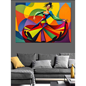 Soyut Dans Eden Kadın Dekoratif Kanvas - Mdf Ahşap Tablo 100x140 cm