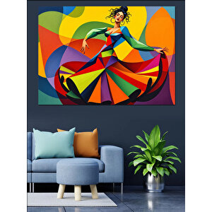 Soyut Dans Eden Kadın Dekoratif Kanvas - Mdf Ahşap Tablo 100x140 cm