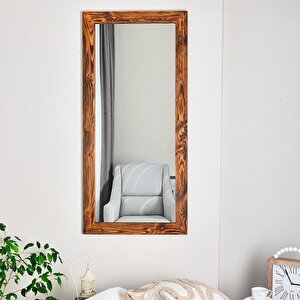 Dfn Wood Ligna 170x60 Cm Dikdörtgen Ceviz Rengi Ahşap Dekoratif Duvar Salon Boy Ofis Aynası