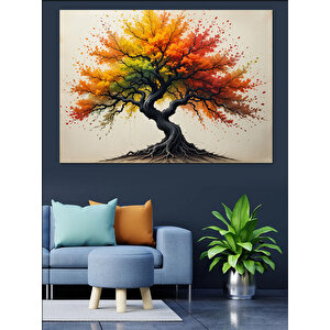 Sonbahar Ağacı Rüzgarı Dekoratif Kanvas - Mdf Ahşap Tablo 100x140 cm