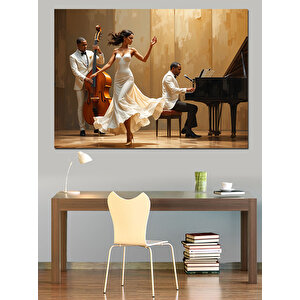 Piyanist Eşliğinde Dans Dekoratif Kanvas - Mdf Ahşap Tablo 25x35 cm