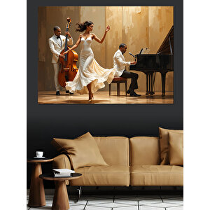 Piyanist Eşliğinde Dans Dekoratif Kanvas - Mdf Ahşap Tablo 25x35 cm