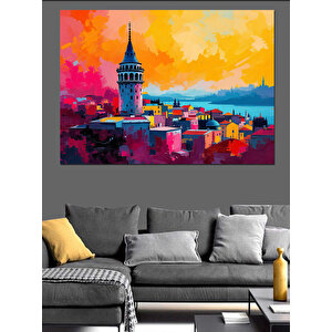 Galata Kulesi Manzarası Dekoratif Kanvas - Mdf Ahşap Tablo 100x140 cm