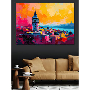 Galata Kulesi Manzarası Dekoratif Kanvas - Mdf Ahşap Tablo 100x140 cm
