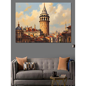 Galata Kulesi Manzarası Dekoratif Kanvas - Mdf Ahşap Tablo 25x35 cm
