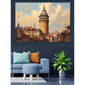 Galata Kulesi Manzarası Dekoratif Kanvas - Mdf Ahşap Tablo 35x50 cm