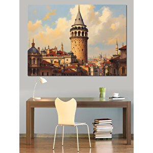 Galata Kulesi Manzarası Dekoratif Kanvas - Mdf Ahşap Tablo 35x50 cm