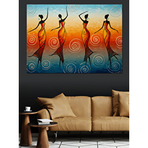 Renkli Elbiseli Dans Eden Silüetler Dekoratif Kanvas - Mdf Ahşap Tablo 25x35 cm