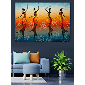 Renkli Elbiseli Dans Eden Silüetler Dekoratif Kanvas - Mdf Ahşap Tablo