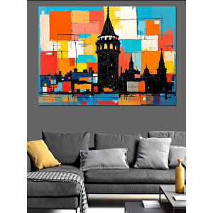 Soyut Galata Kulesi Dekoratif Kanvas - Mdf Ahşap Tablo 100x140 cm