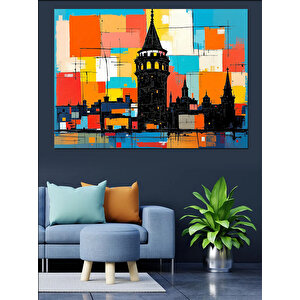 Soyut Galata Kulesi Dekoratif Kanvas - Mdf Ahşap Tablo 100x140 cm