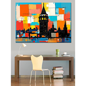 Soyut Galata Kulesi Dekoratif Kanvas - Mdf Ahşap Tablo