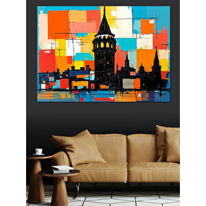 Soyut Galata Kulesi Dekoratif Kanvas - Mdf Ahşap Tablo 35x50 cm
