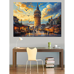 Galata Kulesi Manzara Dekoratif Kanvas - Mdf Ahşap Tablo