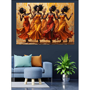 Dans Eden Afrika Kadınları Dekoratif Kanvas - Mdf Ahşap Tablo 70x100 cm