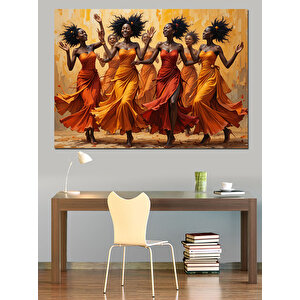 Dans Eden Afrika Kadınları Dekoratif Kanvas - Mdf Ahşap Tablo 70x100 cm
