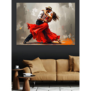 Tutkulu Çift Latin Dans Figürü Dekoratif Kanvas - Mdf Ahşap Tablo 70x100 cm