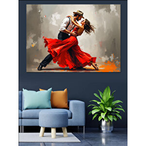Tutkulu Çift Latin Dans Figürü Dekoratif Kanvas - Mdf Ahşap Tablo 70x100 cm