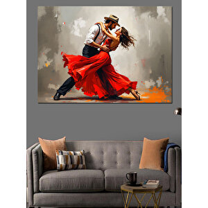 Tutkulu Çift Latin Dans Figürü Dekoratif Kanvas - Mdf Ahşap Tablo 70x100 cm