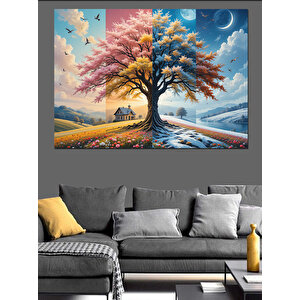 Sonbahar Ağacı Dekoratif Kanvas - Mdf Ahşap Tablo 50x70 cm