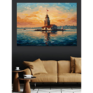 Kız Kulesi Gün Batımı Dekoratif Kanvas - Mdf Ahşap Tablo 35x50 cm