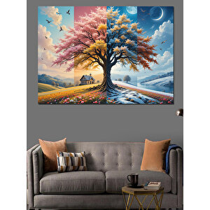 Sonbahar Ağacı Dekoratif Kanvas - Mdf Ahşap Tablo