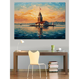 Kız Kulesi Gün Batımı Dekoratif Kanvas - Mdf Ahşap Tablo 100x140 cm