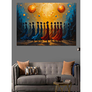 Dans Eden Renkli İnsanlar Dekoratif Kanvas - Mdf Ahşap Tablo