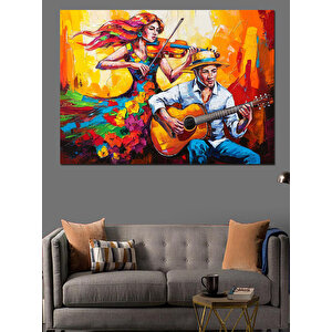 Müzisyenler Ve Dans Dekoratif Kanvas - Mdf Ahşap Tablo 50x70 cm