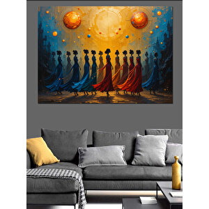 Dans Eden Renkli İnsanlar Dekoratif Kanvas - Mdf Ahşap Tablo 100x140 cm