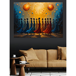 Dans Eden Renkli İnsanlar Dekoratif Kanvas - Mdf Ahşap Tablo 100x140 cm