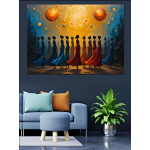 Dans Eden Renkli İnsanlar Dekoratif Kanvas - Mdf Ahşap Tablo 100x140 cm
