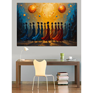 Dans Eden Renkli İnsanlar Dekoratif Kanvas - Mdf Ahşap Tablo