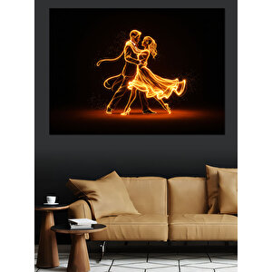 Parlak Dans Silüeti Dekoratif Kanvas - Mdf Ahşap Tablo