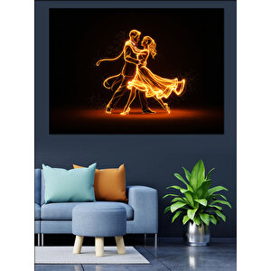 Parlak Dans Silüeti Dekoratif Kanvas - Mdf Ahşap Tablo