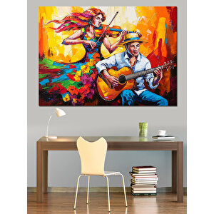 Müzisyenler Ve Dans Dekoratif Kanvas - Mdf Ahşap Tablo 25x35 cm