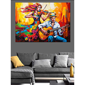 Müzisyenler Ve Dans Dekoratif Kanvas - Mdf Ahşap Tablo