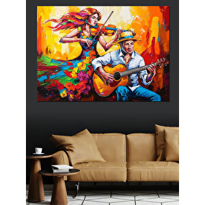 Müzisyenler Ve Dans Dekoratif Kanvas - Mdf Ahşap Tablo