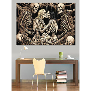 Dans Eden İskelet Çiftler Dekoratif Kanvas - Mdf Ahşap Tablo 35x50 cm