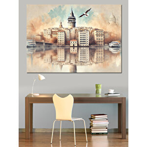 Kız Kulesi Sulu Boya Dekoratif Kanvas - Mdf Ahşap Tablo 35x50 cm
