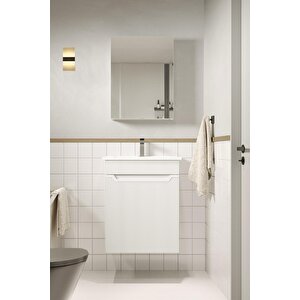 55 Cm Komple Mdf Cnc Işlemeli Mebran Kapaklı Banyo Dolabı Seti-beyaz