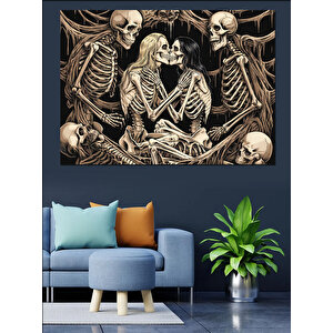 Dans Eden İskelet Çiftler Dekoratif Kanvas - Mdf Ahşap Tablo 70x100 cm