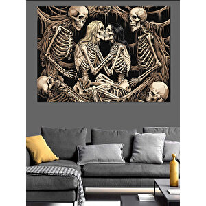 Dans Eden İskelet Çiftler Dekoratif Kanvas - Mdf Ahşap Tablo