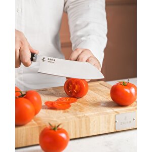 Eğri Santoku Ahşap Saplı Şef Bıçağı - 18cm Paslanmaz Çelik