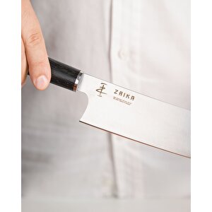 Eğri Santoku Ahşap Saplı Şef Bıçağı - 18cm Paslanmaz Çelik
