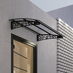 Pratik Metal Sundurma 260x150 Çakıl Taşı Serisi Kapı Üstü Sundurma Koruma Gölgelik Antrasit - Şeffaf 260x150 cm