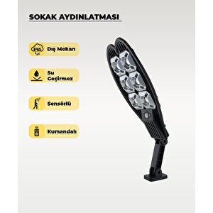 120w Solar Sokak Aydınlatması Beyaz Işık - Sensörlü Ve Kumandalı
