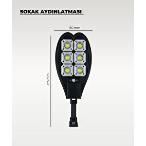 120w Solar Sokak Aydınlatması Beyaz Işık - Sensörlü Ve Kumandalı